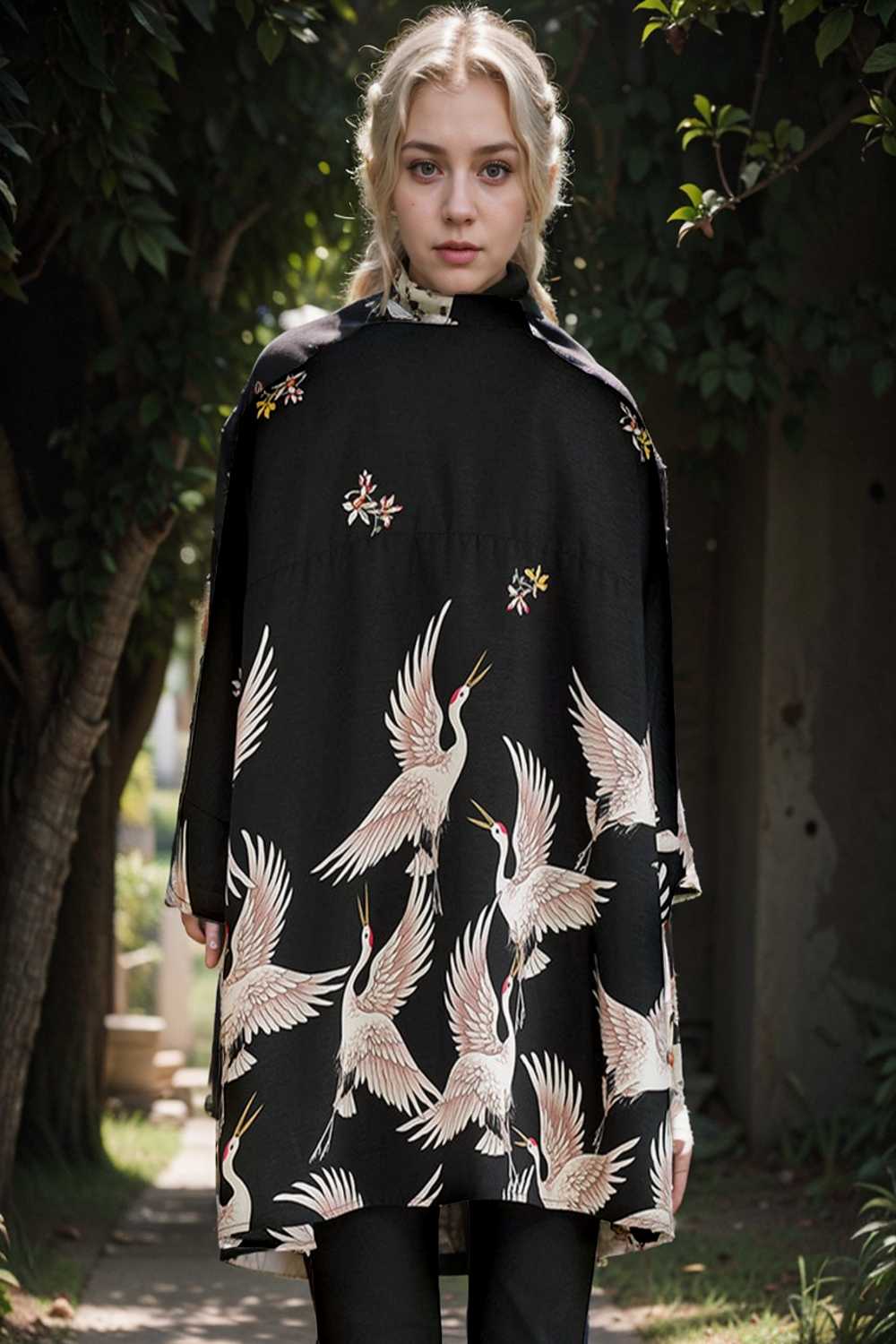 size curve blouses crane print loose oversized blouse