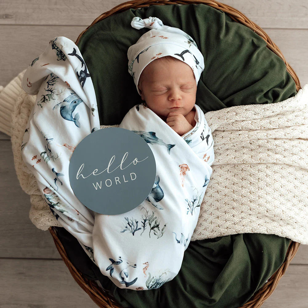 Ocean Organic Jersey Wrap & Beanie Set