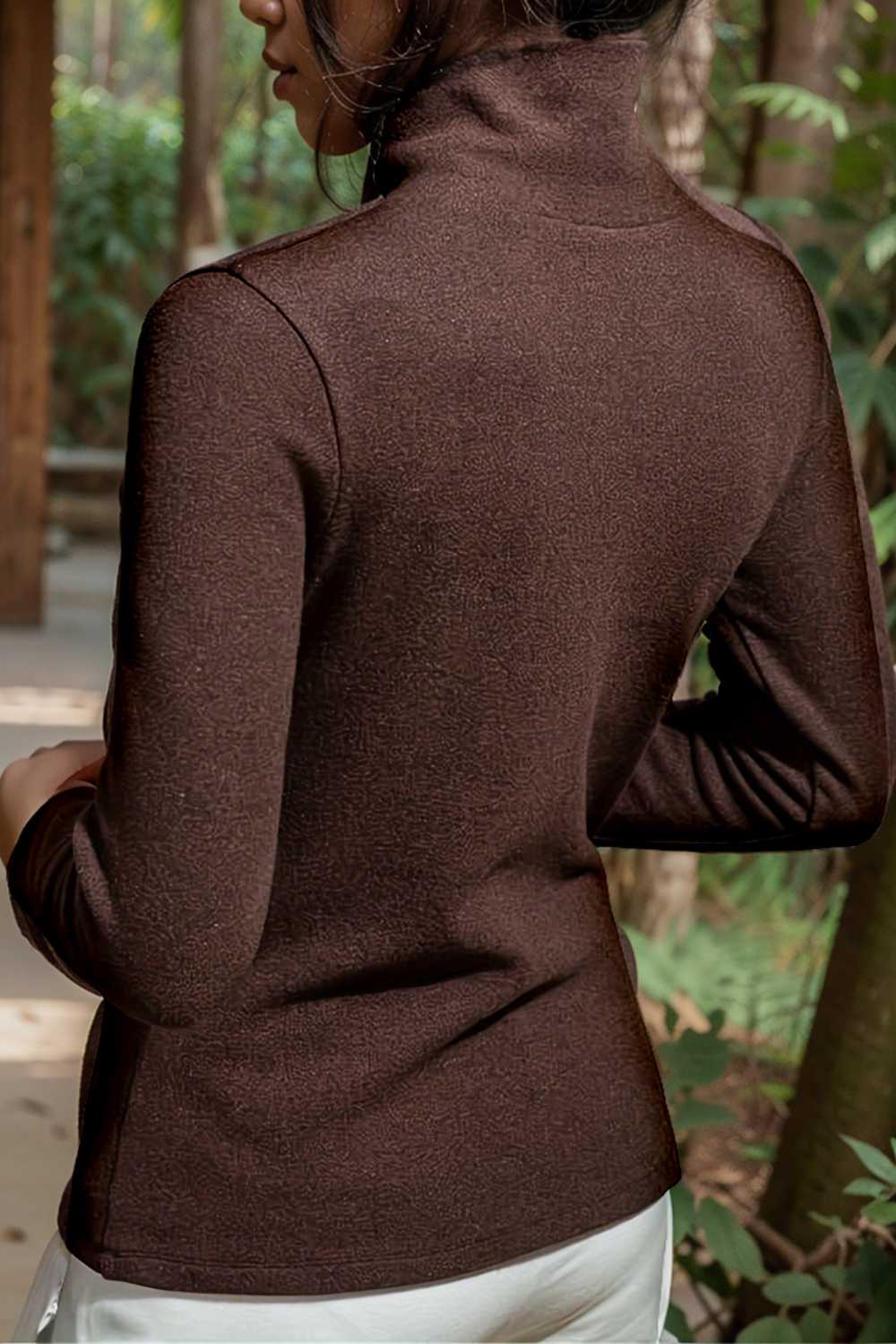 solid cozy mock neck long sleeve t shirt