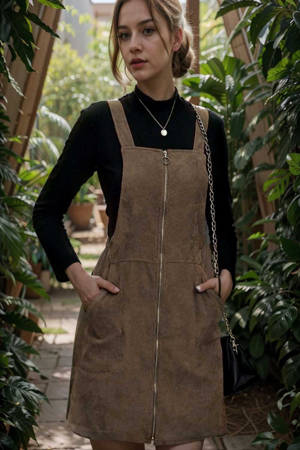 solid home service loose short dress with pocket bare a line square tube
