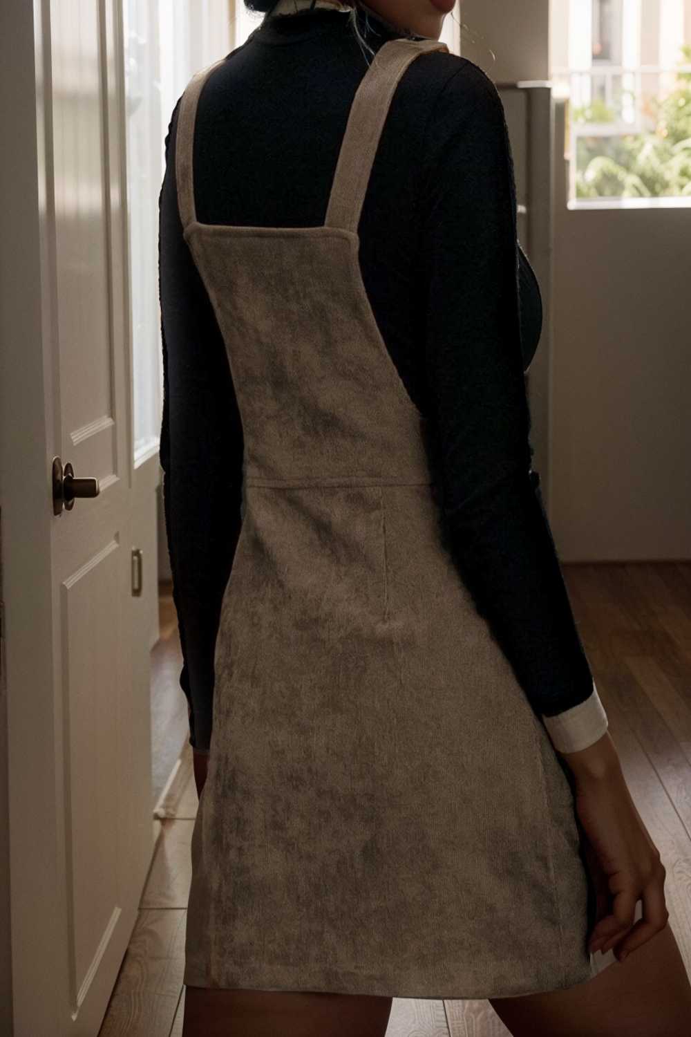 solid home service loose short dress with pocket bare a line square tube