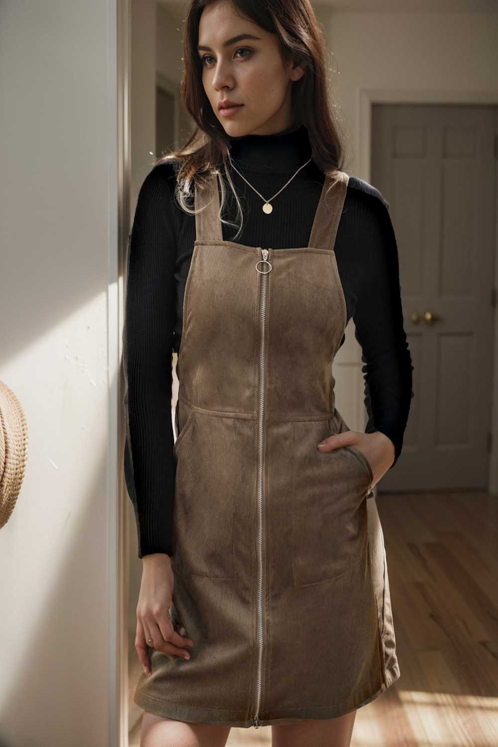 solid home service loose short dress with pocket bare a line square tube