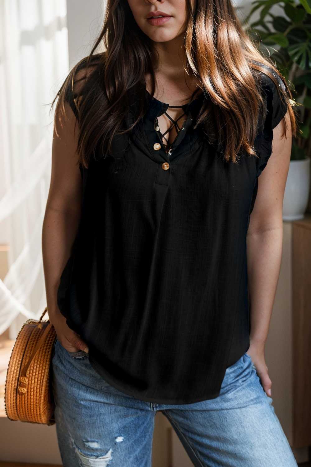 temperament commuter ruffle stitching v neck pullover sleeveless vest