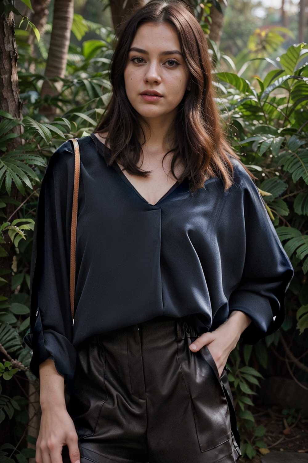 v neck long sleeved chiffon solid blouse drop shoulder closed shirt