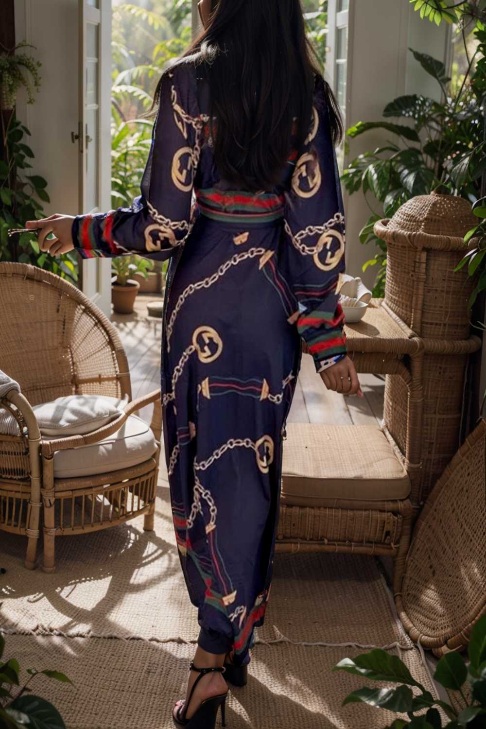 women s dresses deep v neck printed lace long sleeve dress