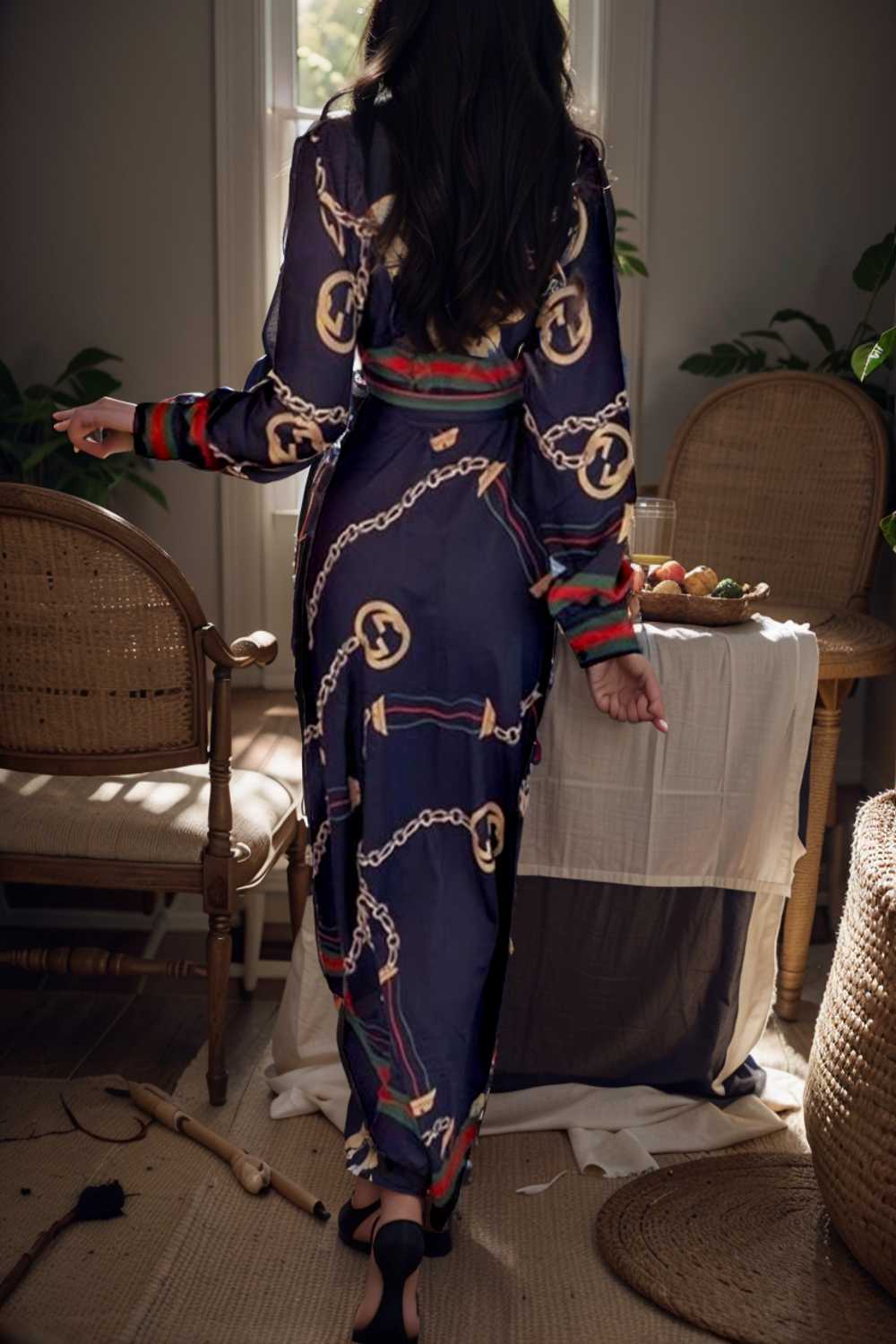 women s dresses deep v neck printed lace long sleeve dress