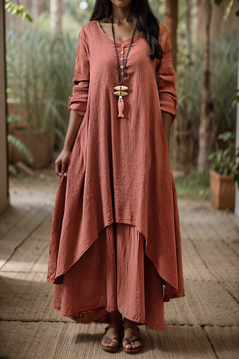 women s plus size casual dress swing dress solid color long dress maxi dress long sleeve button fake two piece v neck
